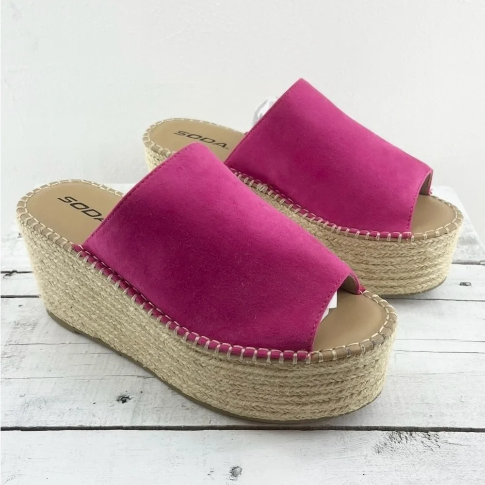 EUC Hot Pink Soda Platform Espadrille Size 9